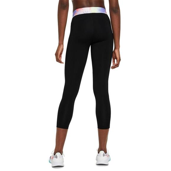 Nike Pro Women's Black Polyester Printed-Waist Logo 7/8 Length Legging, Size-XS - Picture 2 of 2